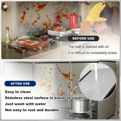 Stainless Steel Splatter Screen 4-Sided Foldable Stovetop Grease Guard - 31.5" Oil Splash Shield for Frying Pan, Gas Range & Induction Cooktop, Heat Resistant Nonstick Kitchen Backsplash Protector