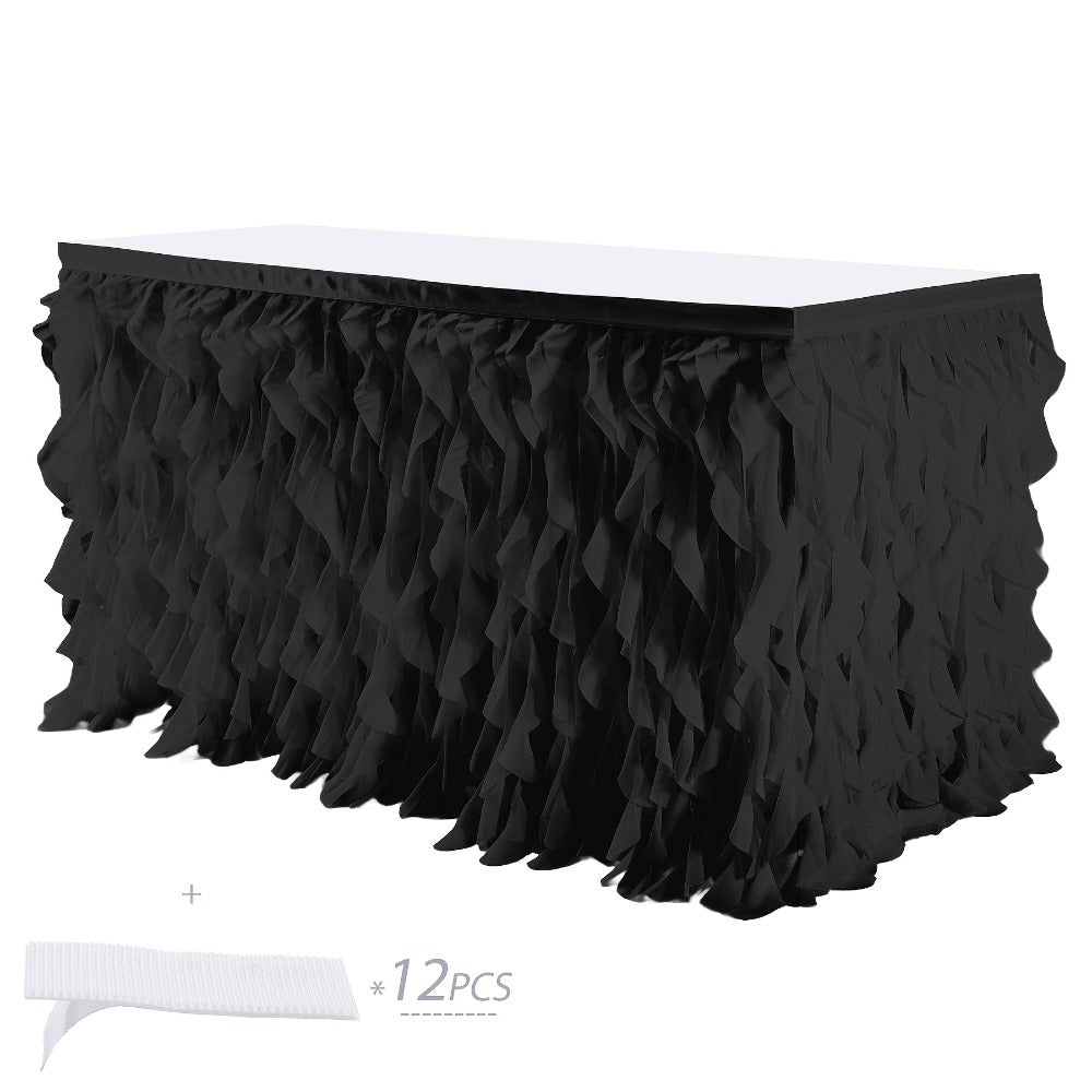 Tutu Table Skirt 6ft – Ruffle Curly Willow Tulle Table Skirt for Rectangle & Round Tables, Birthday Party, Wedding, Baby Shower, Christmas & Halloween Decoration, Multiple Colors