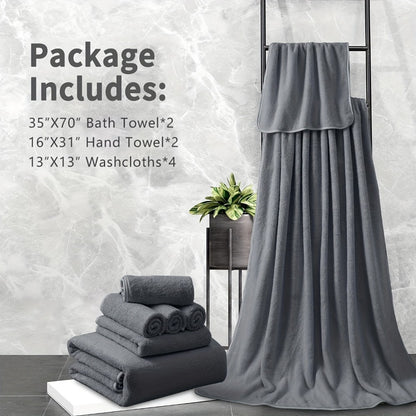Extra Large Bath Towel Set 8 Piece 750GSM 35x70 Inch - Ultra Soft Luxury Thick Lightweight Highly Absorbent Fast Dry Oversized Bath Sheet | 15 Colors | Bathroom Gym Daily Use Adult