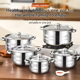 10-Piece Silvery Handle Soup Pot Set