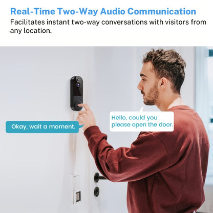 Wireless Video Doorbell Camera 1440P WiFi | AI Snapshot Night Vision Two-Way Intercom Rechargeable Battery | Photo Video Local Storage Smart Home Doorbell White Black