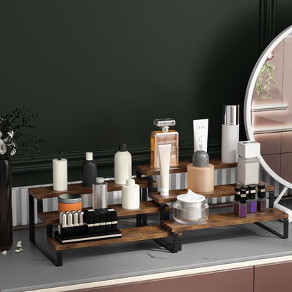 Expandable Spice Rack Organizer 3-Tier 2-Pack – Adjustable 13.8" to 26" Display Riser Stand for Kitchen Cabinet, Countertop & Pantry – Shelf for Spices, Liquor, Perfume, Makeup & Collectibles
