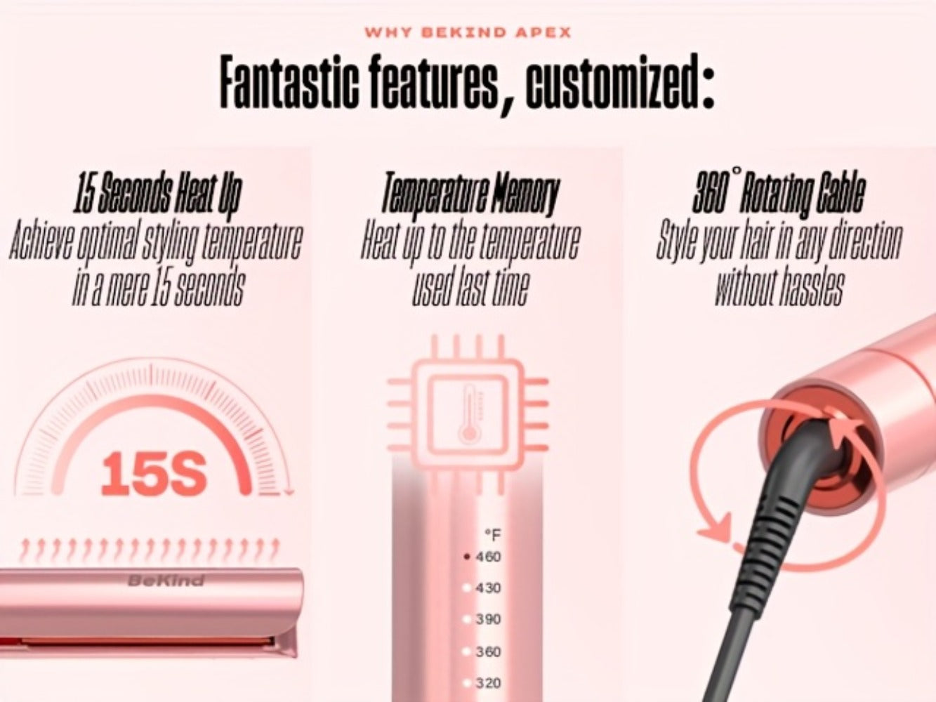 Hair Straightener Flat Iron 2-in-1 Curling Iron | 460°F Professional Ceramic Plates | 15s Fast Heating | Temp Memory | UltraSmooth Anti-Frizz | Gift Set for Women Girls
