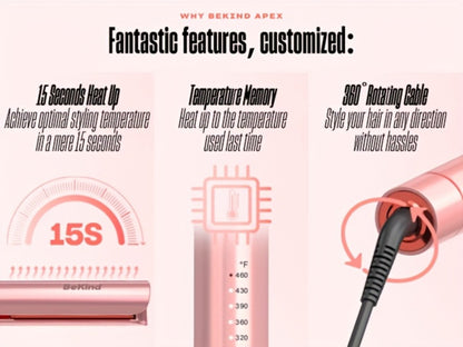 Hair Straightener Flat Iron 2-in-1 Curling Iron | 460°F Professional Ceramic Plates | 15s Fast Heating | Temp Memory | UltraSmooth Anti-Frizz | Gift Set for Women Girls