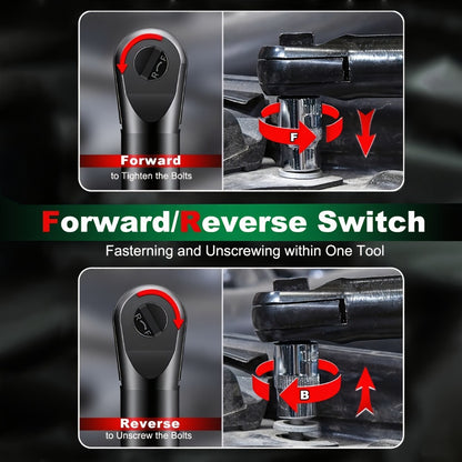 Cordless Electric Ratchet Wrench Set 12V - 45Nm High Torque 3/8" Rechargeable Ratchet Wrench with Battery, Charger & Toolbox for Automotive Repair, Angle Frame Installation & Home Improvement (4 Colors)