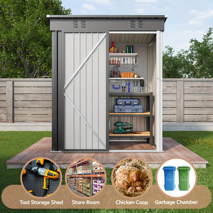 Outdoor Storage Shed 5x3ft Metal Garden Shed for Outside Tool Storage & Organization, Waterproof Backyard Storage House