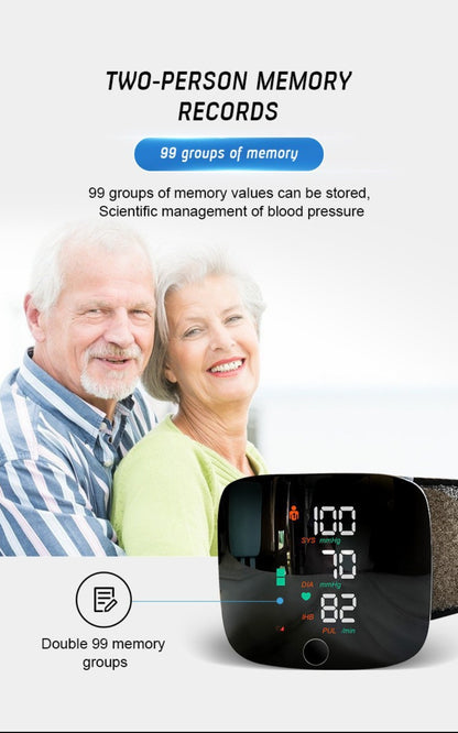 Wrist Blood Pressure Monitor with Large LCD Display – Portable Digital BP Machine with Adjustable Cuff, Pulse Rate Detection & One-Button Operation for Home Use