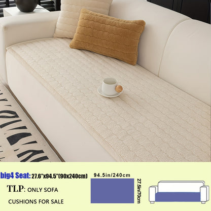 Plush Sofa Cover Bohemian Style Thickened Short Plush Non-Slip Machine Washable Pet Friendly Sofa Slipcover for Living Room Bedroom Office - Armrest Pad to 4 Seater