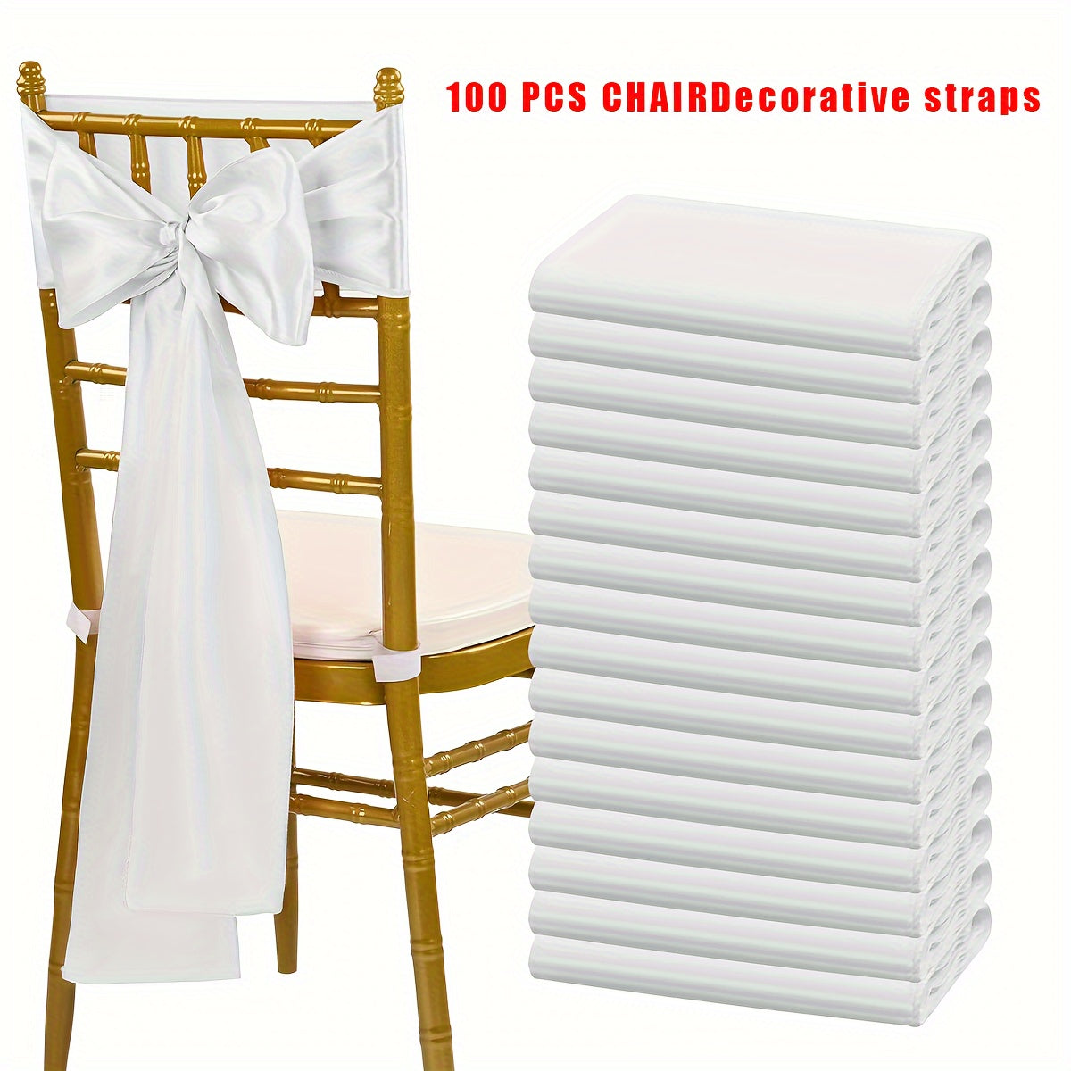 100pcs Satin Chair Sashes Bows for Wedding Banquet Party Event Decoration – 13 Colors, 18×275cm