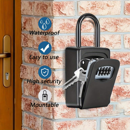 Wall-Mounted Key Lock Box with Resettable Password - Waterproof Outdoor Key Safe Box, Security Lock Box for Home Garage Garden Office Store, Heavy Duty Metal Construction, Black