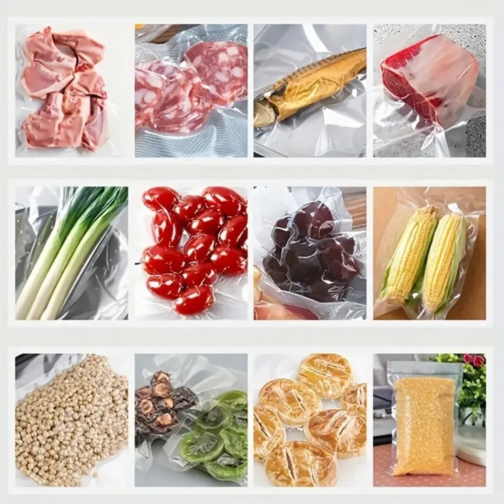 Food Vacuum Sealer Machine 1850W, Automatic Vacuum Sealer with 50 Vacuum Bags — Compact Food Preservation Air Sealer for Fresh Food & Long-Term Storage | Black & White