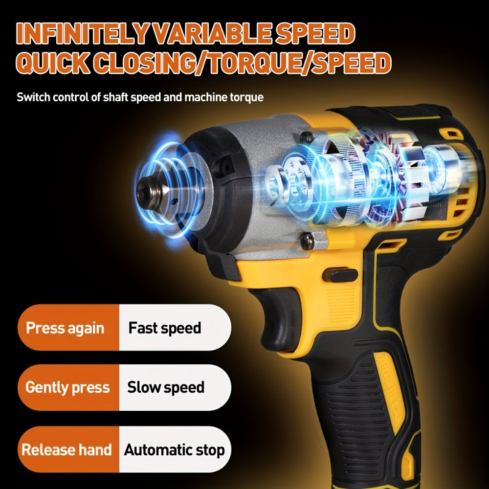 Cordless Impact Wrench 1/2 Inch Brushless – 450N.m 259Ft-lbs High Torque Impact Gun, 3300RPM Variable Speed, 12 Sockets, Fast Charger & Dual Battery Options for Auto Repair & Home Use