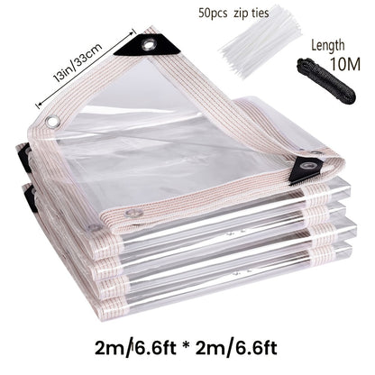 Clear Waterproof Tarp Heavy Duty Transparent PE Tarpaulin with Grommets – Rainproof Cover for Porch Canopy Henhouse Plant Camping & Outdoor Garden, Multi-Size