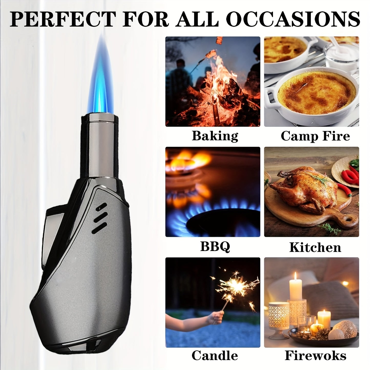 Butane Torch Lighter Spray Gun – Windproof Blue Flame with Safety Lock, Flame Adjustment for Outdoor BBQ, Cooking, Welding, Candles & Camping