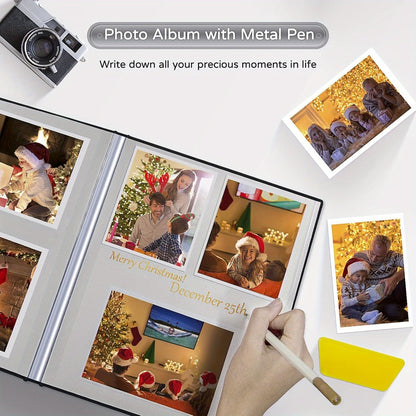 Self Adhesive Photo Album Scrapbook – Large Linen Cover Memory Book for 4x6 5x7 8x10 Photos, DIY Picture Book with Metal Pen, Gift for Mom, Baby, Wedding, Valentine's Day & Mother's Day, 40 & 60 Pages