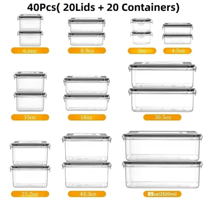Food Storage Containers with Lids Airtight Plastic Meal Prep Containers Stackable Leak Proof BPA Free for Pantry Kitchen Refrigerator Freezer with Labels