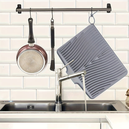 Silicone Dish Drying Mat Large 34.5x19in Slope Drain Design Kitchen Counter Drying Pad for Dishes Utensils & Countertop – Heat Resistant Non-Slip Draining Mat