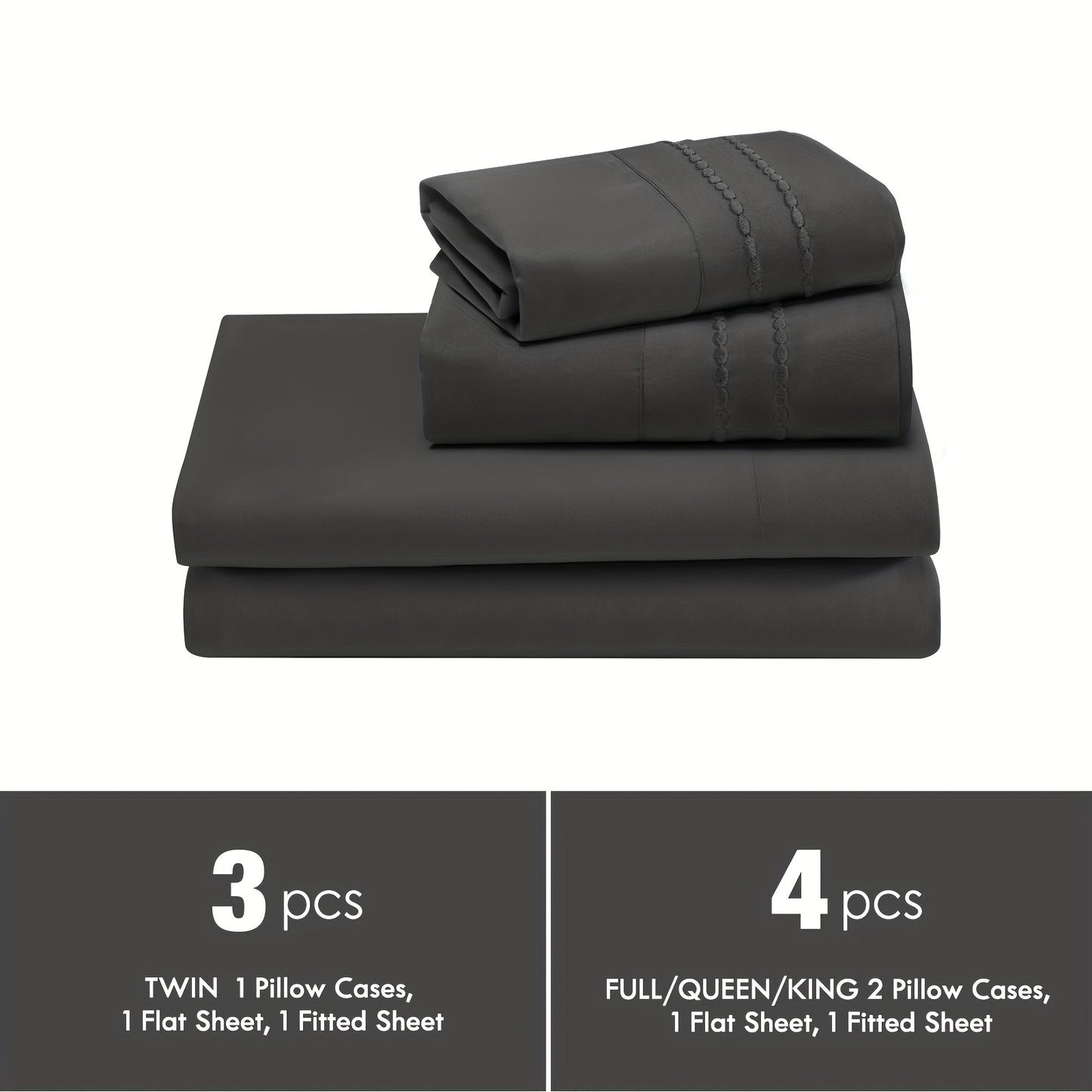 Fitted Sheet Set Deep Pocket | Soft Cooling Breathable Bedding 3-4pcs Fade-Resistant All-Season for Twin Full Queen King – Solid Color Bed Sheets for Dorm Guest Room Everyday Use