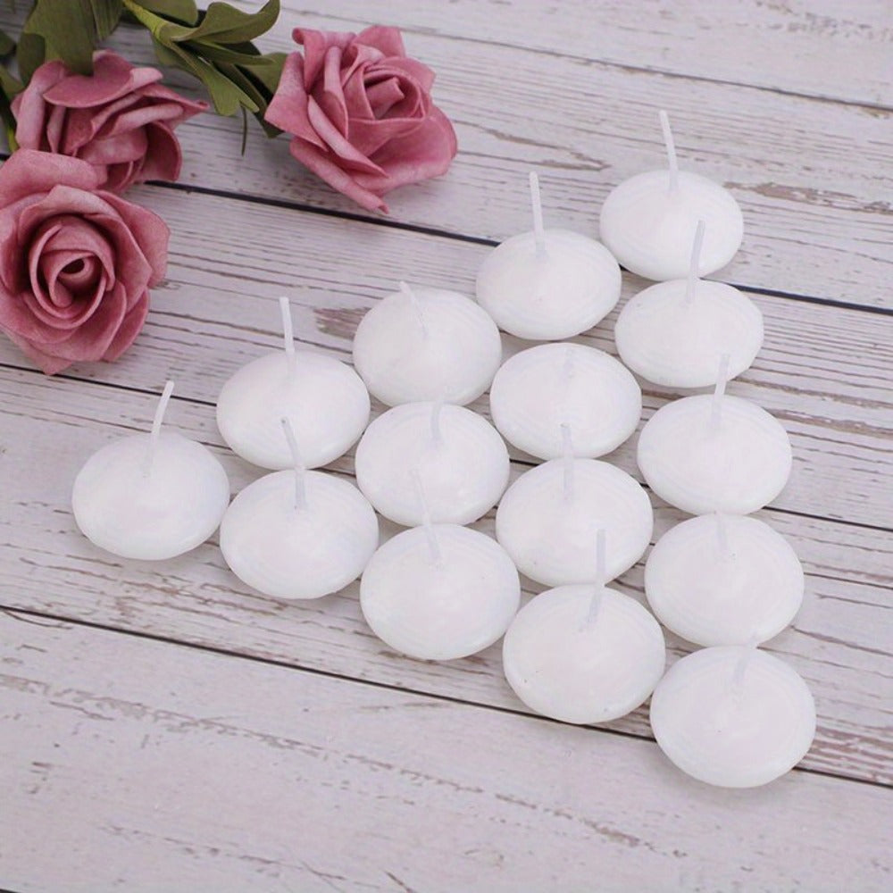 Floating Candles White 42 Pack Glitter Embellished Small Candle Set for Christmas Halloween Easter Thanksgiving Day of the Dead, Indoor Holiday Party Table Decoration Candles
