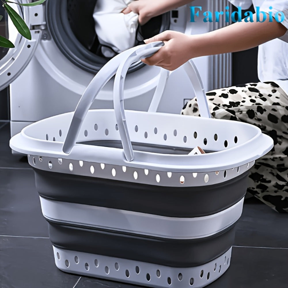 Collapsible Laundry Basket 16 Gallon with Handles – Foldable Plastic Laundry Hamper, Space-Saving Portable Dirty Clothes Basket for Bathroom, Bedroom & Laundry Room