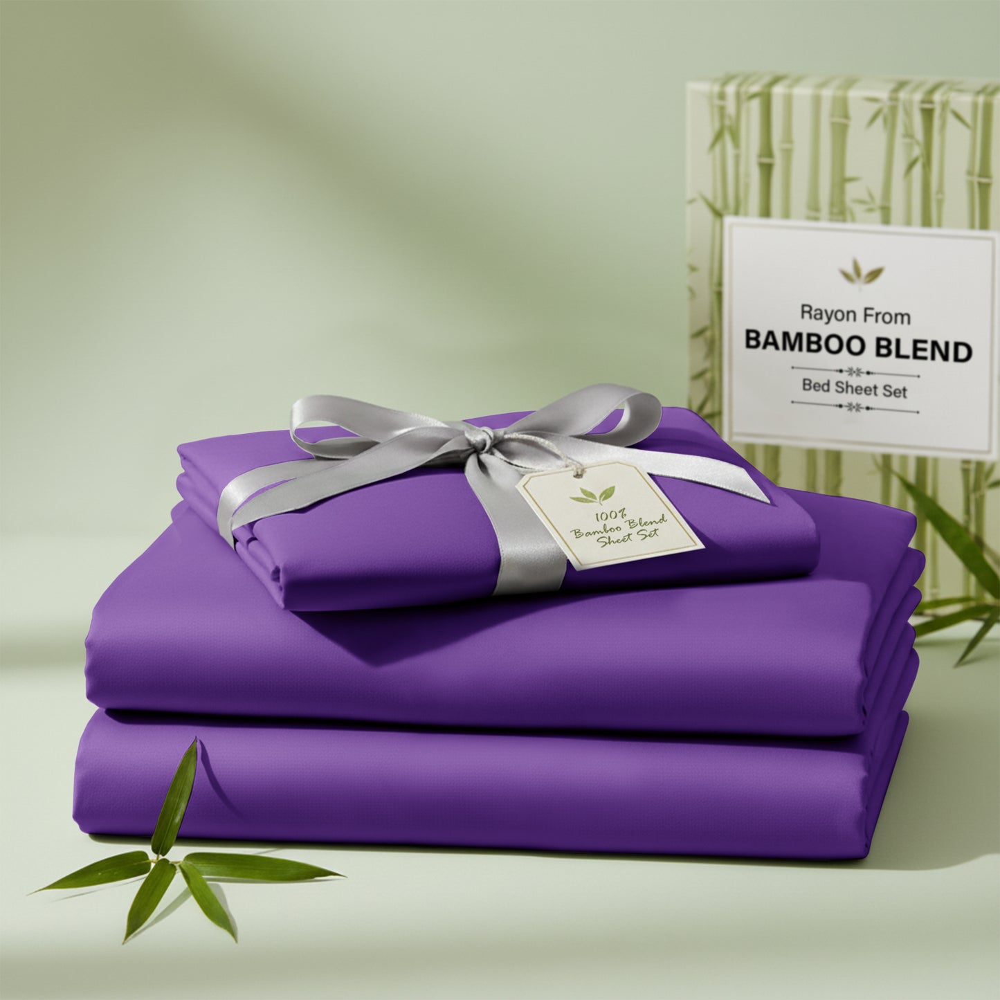 Bamboo Blend Bed Sheet Set 4 Piece 30% Bamboo Viscose 70% Polyester Cooling Deep Pocket 16 Inch Wrinkle-Resistant Moisture-Wicking Twin Full Queen King Cal King