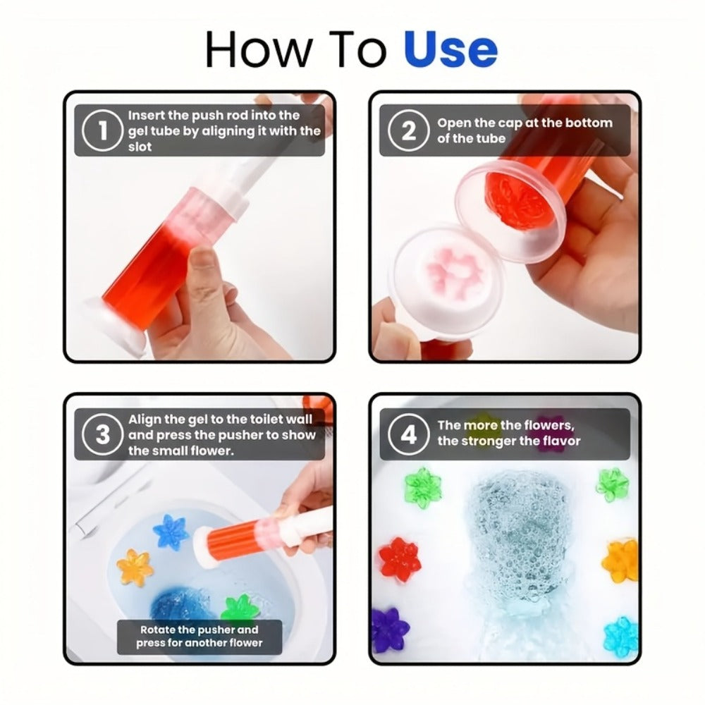 Toilet Cleaning Gel Stamp with Dispenser, Toilet Bowl Freshener & Cleaner Gel Stamps Prevent Scale & Toilet Ring, 6 Scents – Ocean, Lavender, Floral, Peach, Lemon, Pine – 4 Pcs or 8 Pcs Pack
