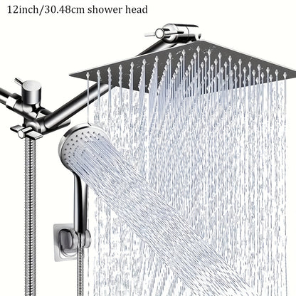 Rain Shower Head with Handheld Spray Combo 8 10 12 Inch High Pressure Rainfall Showerhead Adjustable Arm Wall Mount Chrome Black Bathroom