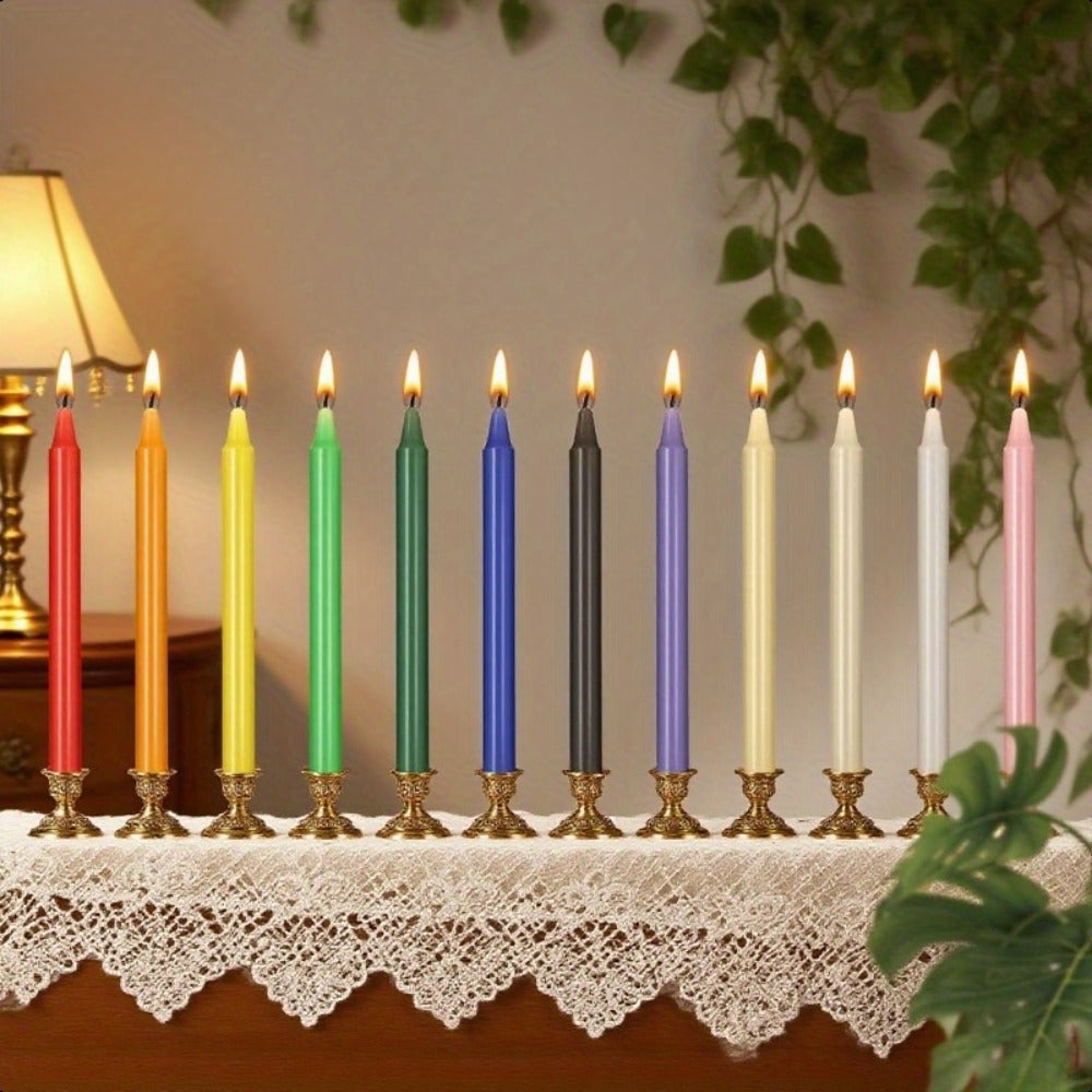 Colored Chime Candles Spell Candles Set Unscented Taper Candles 6.3in for Witchcraft Altar Ritual Meditation Prayer – 12 Assorted Colors, Halloween Gothic Decor, Magic Candle Holder Compatible