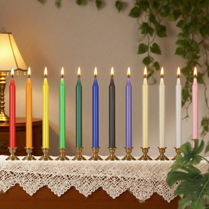 Colored Chime Candles Spell Candles Set Unscented Taper Candles 6.3in for Witchcraft Altar Ritual Meditation Prayer – 12 Assorted Colors, Halloween Gothic Decor, Magic Candle Holder Compatible