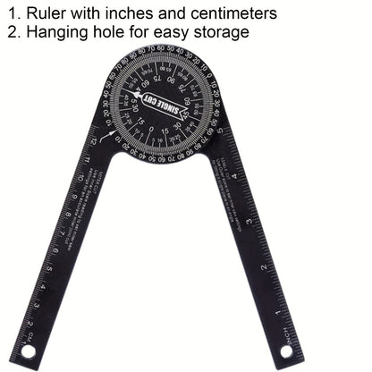Miter Saw Protractor 7 Inch Aluminum 2-in-1 Professional Angle Finder CNC Machined Precision Laser Engraved Inside Outside Miter Angle for Carpenter Plumber Building Trades Woodworking Black