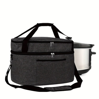 Slow Cooker Bag Insulated Carrier for 6-8 Quart Oval Crockpot, 2-Layer Waterproof Travel Bag with Handle, Keeps Food Warm for Potlucks, Family Gatherings, Reunions & Outdoor Events