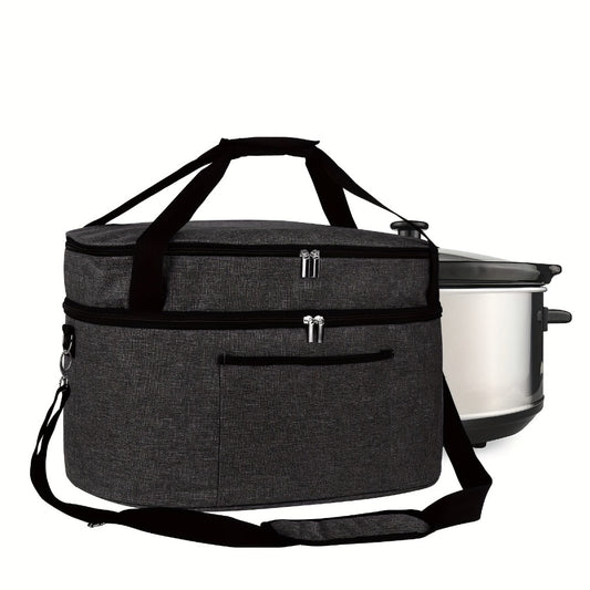 Slow Cooker Bag Insulated Carrier for 6-8 Quart Oval Crockpot, 2-Layer Waterproof Travel Bag with Handle, Keeps Food Warm for Potlucks, Family Gatherings, Reunions & Outdoor Events