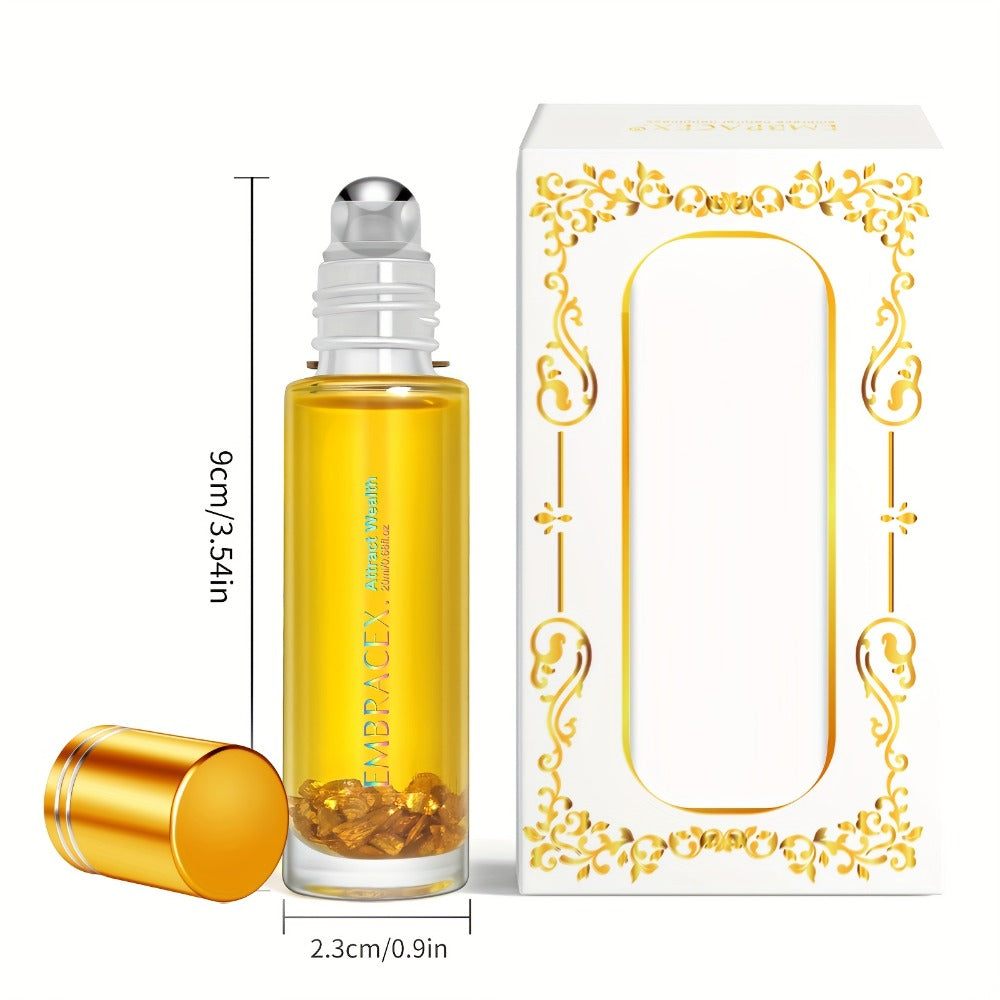 Roll On Essential Oil Attract Wealth & Money Luck 0.68oz Alcohol-Free Aromatherapy Roller Blend – Use with Diffuser Scented Candles or Directly on Skin – Manifestation Oil Perfect Holiday Gift