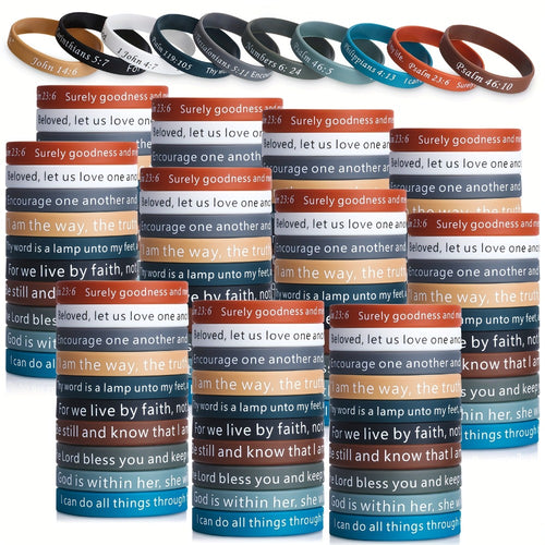 240pcs Bible Verse Silicone Wristbands Bulk – Christian Motivational Bracelets for Baptism, Wedding, Easter, Father's Day Religious Gifts Unisex