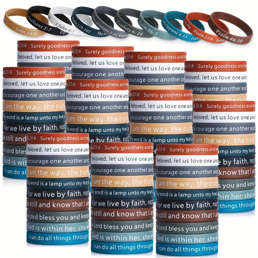 240pcs Bible Verse Silicone Wristbands Bulk – Christian Motivational Bracelets for Baptism, Wedding, Easter, Father's Day Religious Gifts Unisex