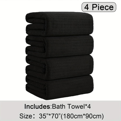 Bath Towels Set 4 Pack 35x70 Inch Oversized Extra Large - Microfiber Super Absorbent Quick Dry XL Bath Sheet Soft Bathroom Towels | 13 Colors | Family Hotel Spa Shower Towel Set Coastal Style