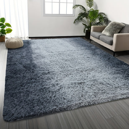 Shaggy Plush Area Rug - Soft Fluffy Carpet for Living Room, Bedroom & Sofa | Non-Slip Machine Washable Tie-Dye & Solid Color Long Pile Rug | Luxury Home Decor Floor Mat in Multiple Sizes & Colors