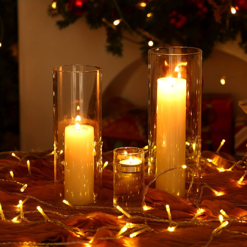 Glass Cylinder Vases 24 Pack Clear 4 8 12 Inch Tall Bulk Set for Wedding Centerpieces Floating Candle Holders Flower Vase DIY Candle Making Table Decor Home Decoration