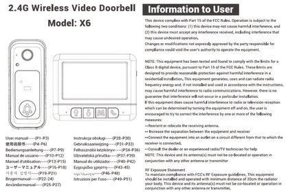 WiFi Video Doorbell with 4.3 Inch Indoor Monitor | Waterproof Night Vision Two-Way Audio Rechargeable Battery | Auto Photo Video Recording Senior Friendly Real-Time Monitoring
