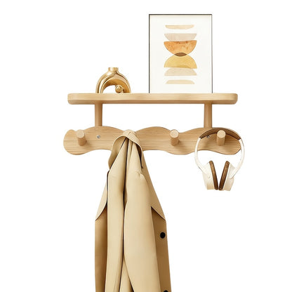 Wall Mounted Coat Rack Wooden Hook Rail with 4 or 8 Hooks Entryway Organizer for Coats Hats Bags Keys Decorative Wood Wall Hook Strip