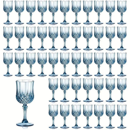 48pcs Shatterproof Plastic Wine & Champagne Glasses Set - 7oz Unbreakable Vintage Goblets Crystal Finish Reusable Cups for Parties Weddings Outdoor Events