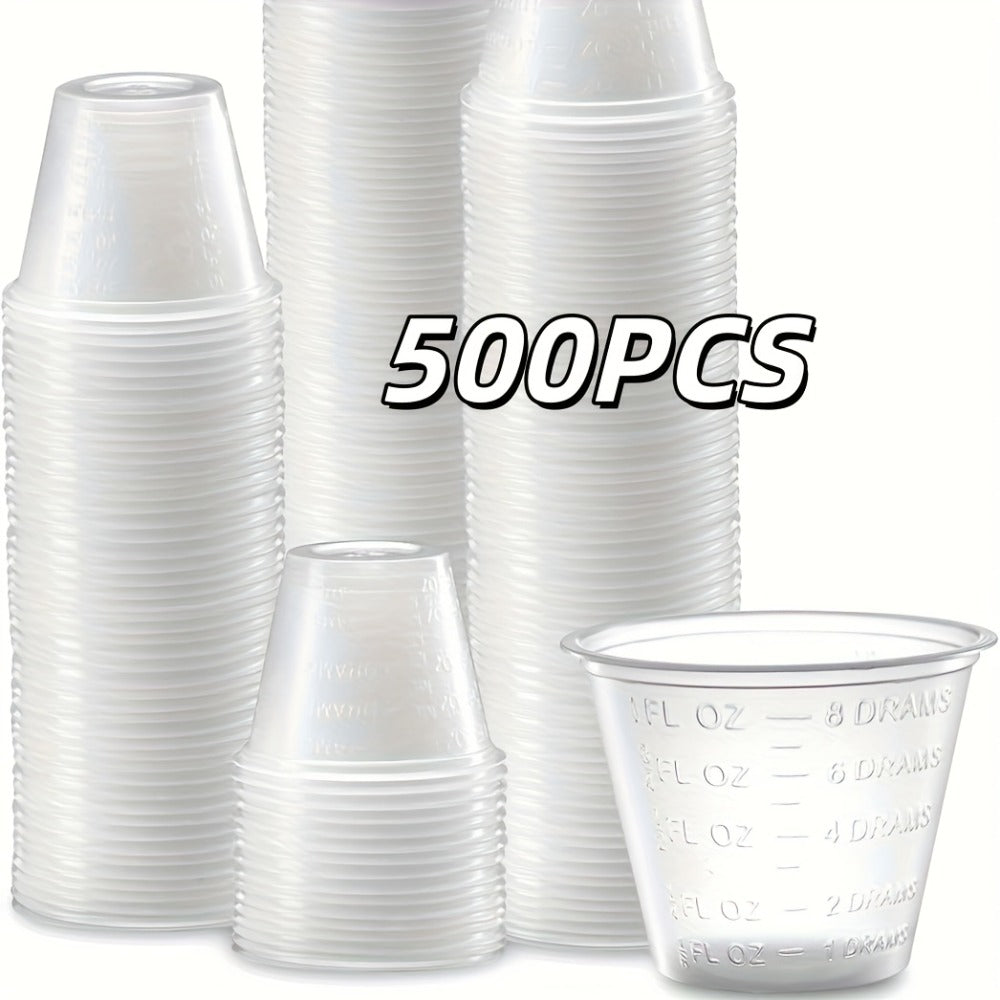 Plastic Measuring Cups with Wooden Sticks 100 Sets Clear Graduated Mixing Cups oz/ml/cc for Resin, Cooking, Baking & Epoxy – Disposable Paint Mixing Cups