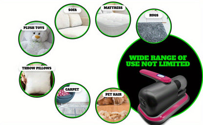 Cordless Mattress Vacuum Cleaner with Ultrasonic Heating & HEPA Filtration – Portable Bed Vacuum for Dust Mites, Pet Hair, Sofas, Upholstery & Carpets