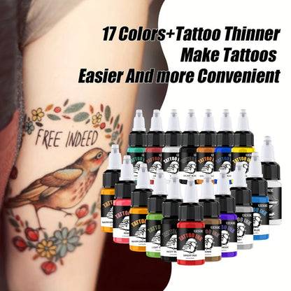 Tattoo Ink Set Professional 7 & 18 Colors 20ml Large Bottle Tattoo Cartridge Ink Kit for All Tattoo Styles Vivid Colors Long Lasting Safe Formula for Beginners & Artists