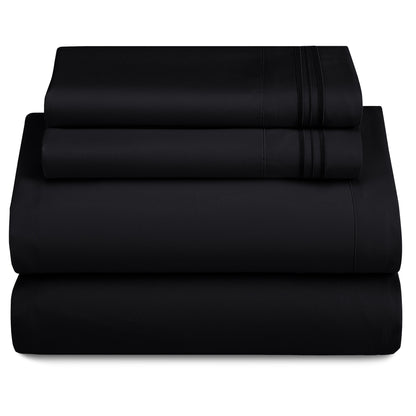 Bed Sheets Set 4-Piece Microfiber 1800 Series Deep Pocket Fitted Sheet Flat Sheet Pillowcases Soft Breathable Wrinkle Fade Resistant Twin Full Queen King Cal King 20 Colors