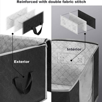 Large Capacity Storage Bags 4-Pack – 23.78 Gallon Foldable Closet Organizer Bins with Reinforced Handles for Clothing, Blankets, Comforters, Bedding & Under-Bed Storage – Black & Gray