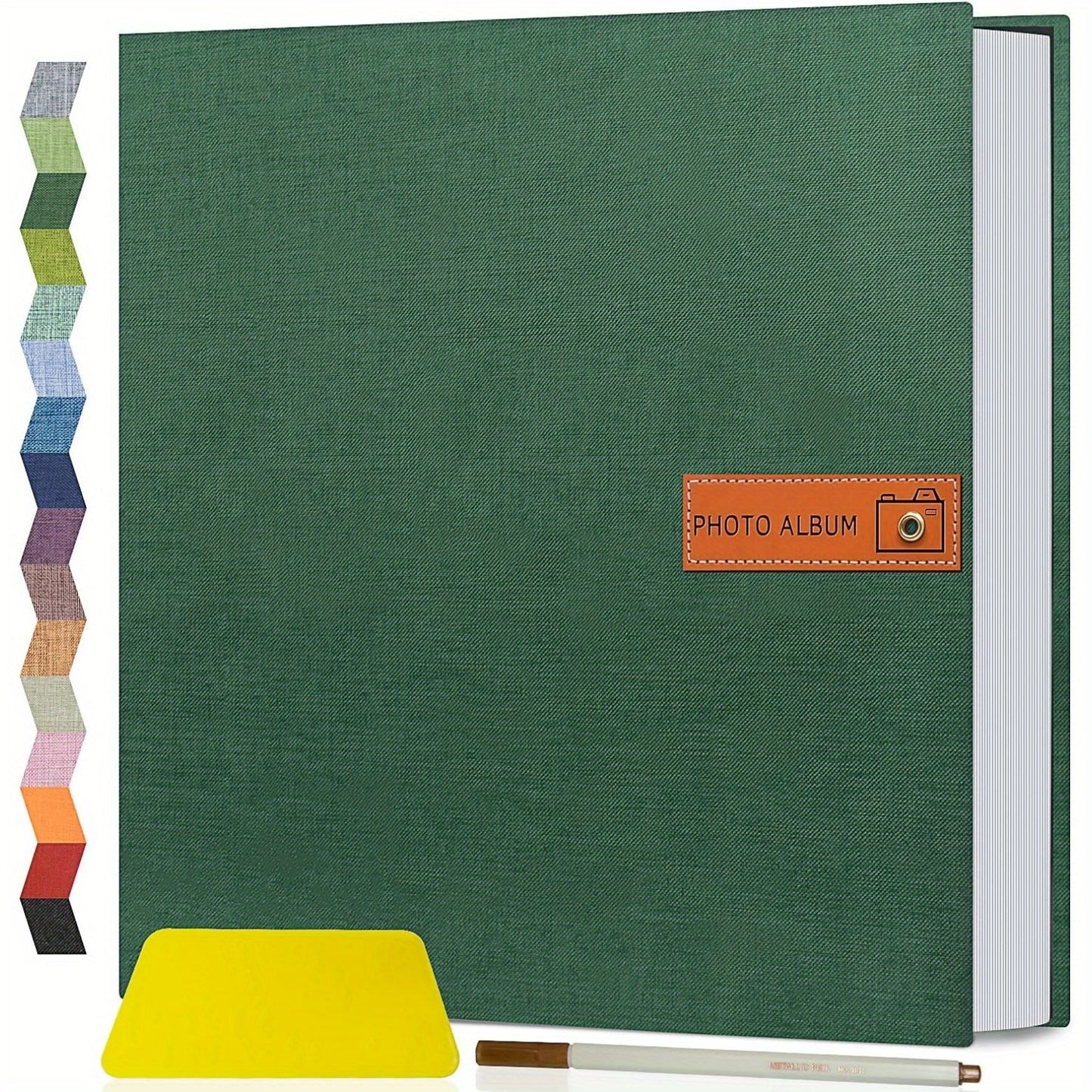 Self Adhesive Photo Album Scrapbook – Large Linen Cover Memory Book for 4x6 5x7 8x10 Photos, DIY Picture Book with Metal Pen, Gift for Mom, Baby, Wedding, Valentine's Day & Mother's Day, 40 & 60 Pages
