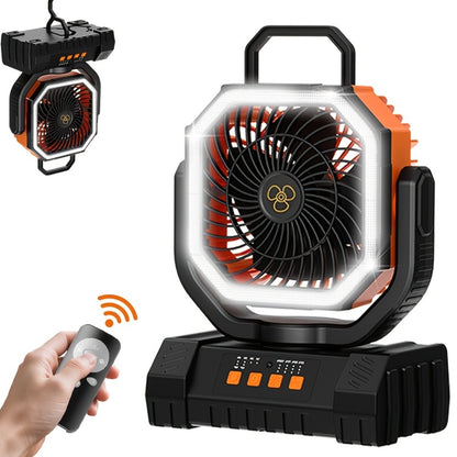 Camping Fan 20000mAh with LED Lantern and Remote Control, 4-Speed 90° Oscillation 1-8H Timer, 59-Hour Battery Life Power Bank Fan with Hook for Tent, Hiking, Outdoor and Indoor Use