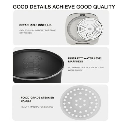 Rice Cooker 2L 4 Cups 10-in-1 Mini Multifunctional Compact Electric Rice Cooker for Rice Soup Stew Oatmeal Cake Steamed Vegetables Perfect for Small Kitchen Dorm Apartment