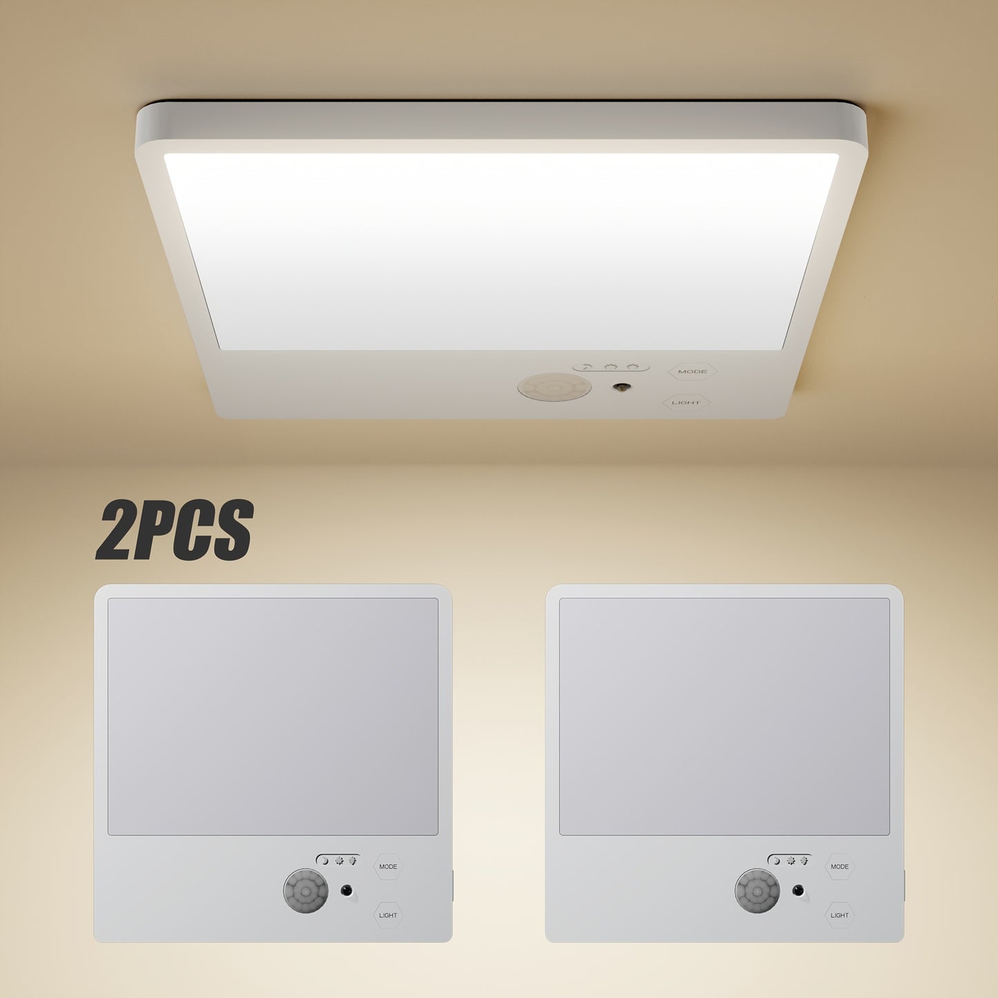 Wireless LED Ceiling Light Motion Sensor Rechargeable Battery Powered 3 Color Temperatures Remote Control No Wiring Closet Light for Bathroom Staircase Garage Hallway Kitchen Pantry White 1 or 2pcs